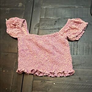 Billabong Pink and Purple Smocked Crop Top